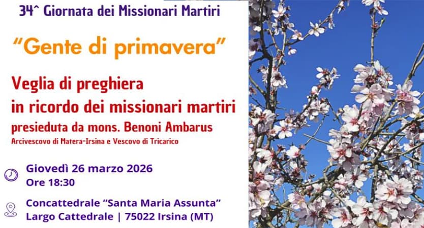 Irsina. Veglia interdiocesana per la XXXIV Giornata dei Missionari Martiri