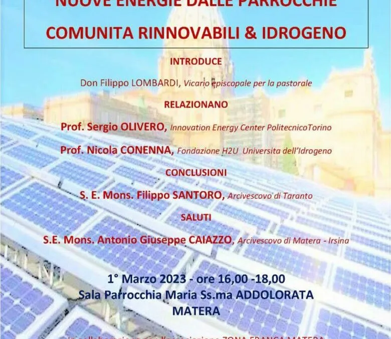 Nuove energie dalle parrocchie della Diocesi: comunità rinnovabili e idrogeno