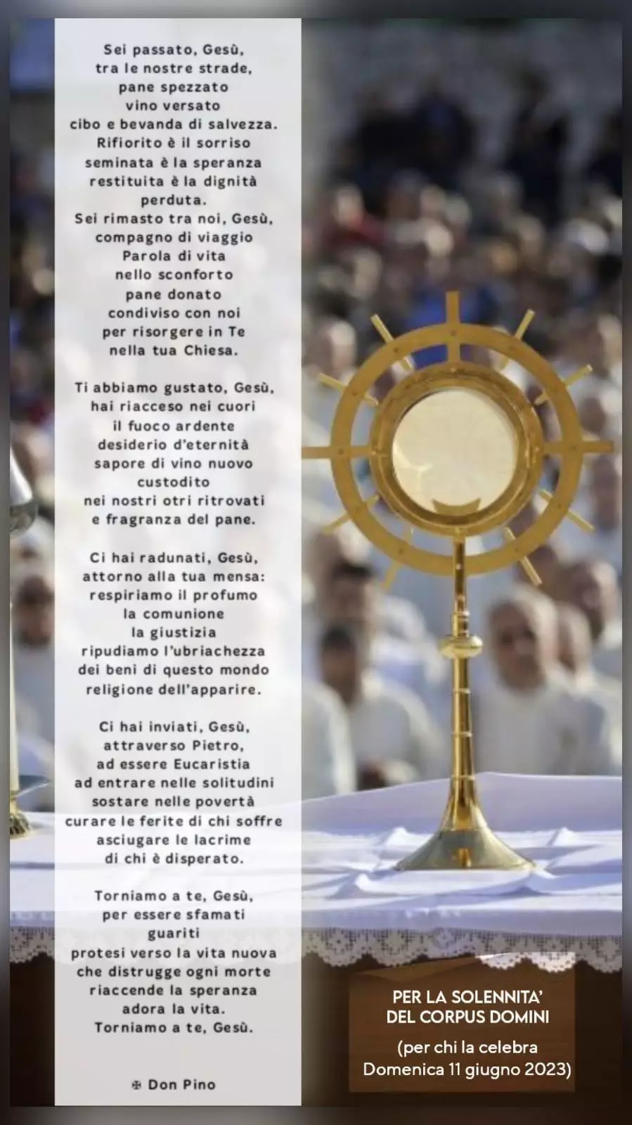 Preghiera per la Solennità del Corpus Domini - 11-06-23