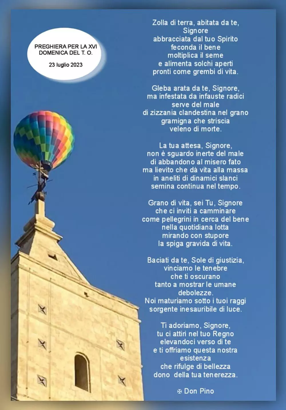 Preghiera per la XVI Domenica del tempo ordinario 2023