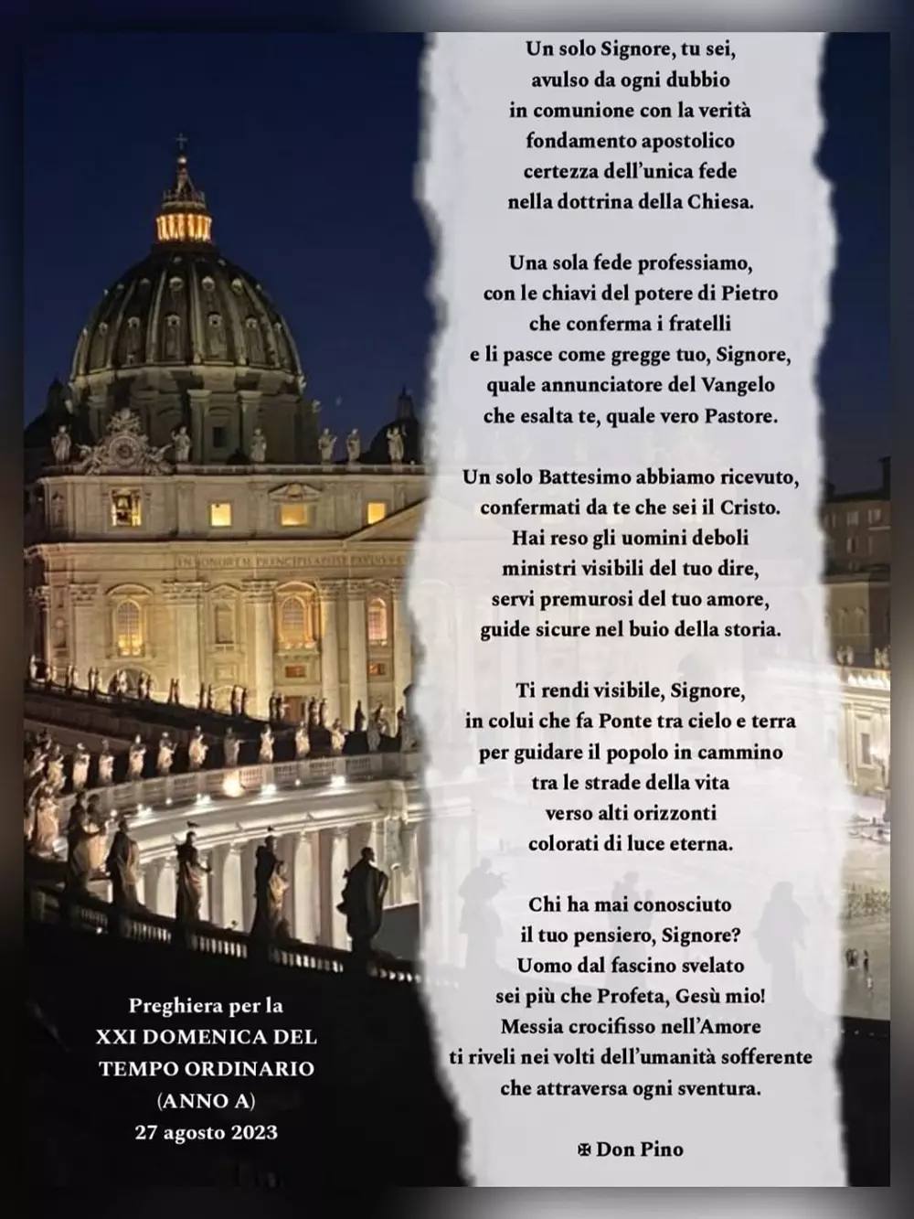 Preghiera per la Ventunesima Domenica del tempo ordinario 2023
