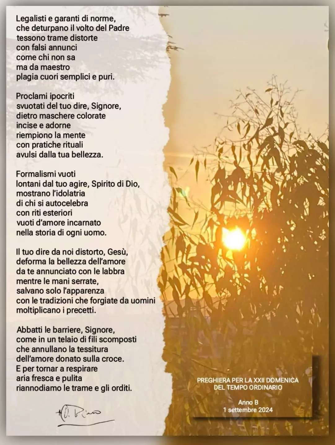 Preghiera per la XXII Domenica del tempo ordinario - 1 sett 2024