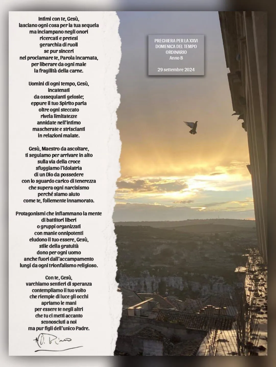 Preghiera per la XXVI Domenica del tempo ordinario - Anno B_