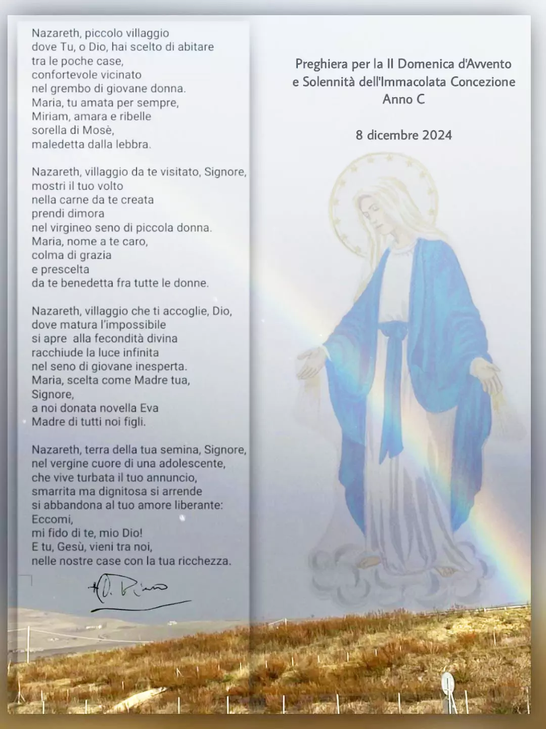 Preghiera per la II Domenica di Avvento e la Solennità dell'Immacolata Concezione