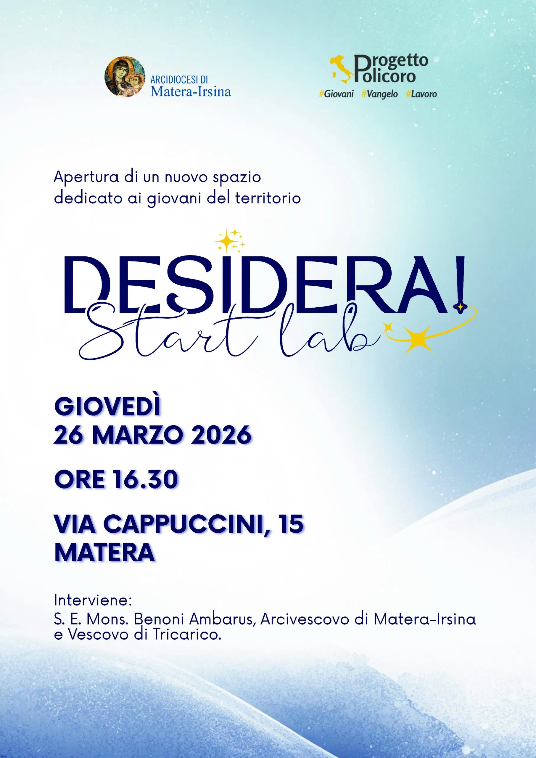 Locandina DESIDERA! Progetto Policoro